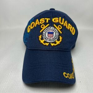 Navy Blue Coast Guard Embroidered Shadow Shield & Anchor Logo Adjustable Cap